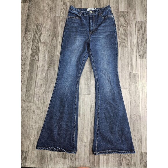 (3/$35) Refuge Denim Austin Jeans Womens 7 Blue Wide Leg Flare Distressed - Picture 1 of 10